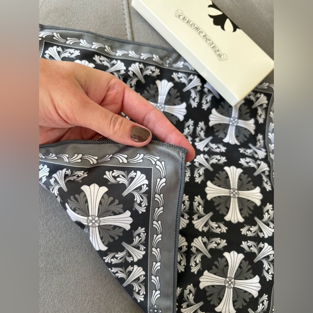 Chrome Hearts Silk Small Handkerchief Pocket Squares Crosses Motif Unisex - Picture 7 of 10